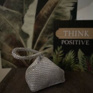 Silver Beaded Handbag